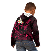Personalised Lanai Hawaii Kid Hoodie Polynesian Tattoo and Pacific Plumeria Pink Vibe LT9 - Polynesian Pride