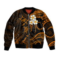 Personalised Kauai Hawaii Bomber Jacket Polynesian Tattoo and Pacific Plumeria Gold Vibe LT9 Unisex Gold - Polynesian Pride