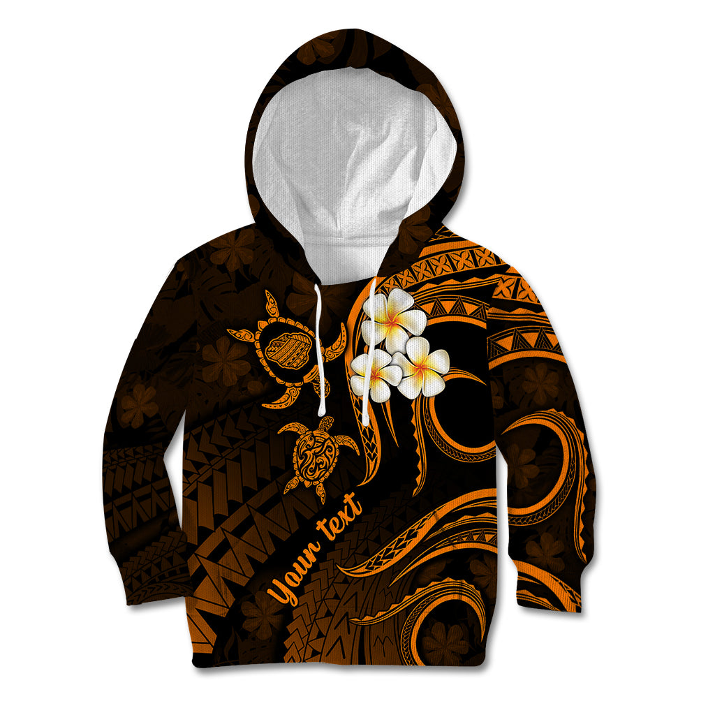 Personalised Kauai Hawaii Kid Hoodie Polynesian Tattoo and Pacific Plumeria Gold Vibe LT9 Hoodie Gold - Polynesian Pride