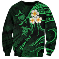 Personalised Kauai Hawaii Sweatshirt Polynesian Tattoo and Pacific Plumeria Green Vibe LT9 Unisex Green - Polynesian Pride