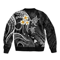 Personalised Kauai Hawaii Bomber Jacket Polynesian Tattoo and Pacific Plumeria White Vibe LT9 - Polynesian Pride