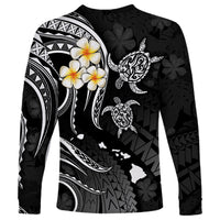 Personalised Kauai Hawaii Long Sleeve Shirt Polynesian Tattoo and Pacific Plumeria White Vibe LT9 - Polynesian Pride