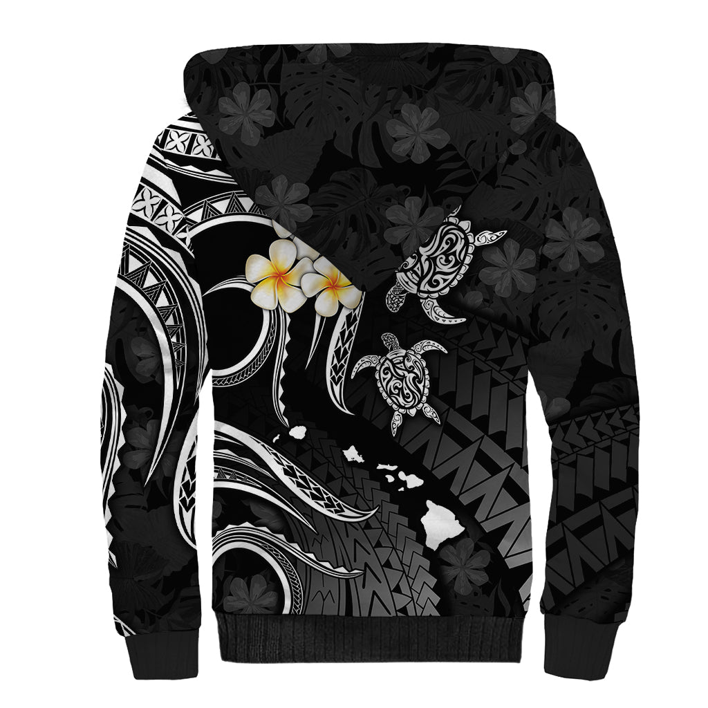Personalised Kauai Hawaii Sherpa Hoodie Polynesian Tattoo and Pacific Plumeria White Vibe LT9 - Polynesian Pride
