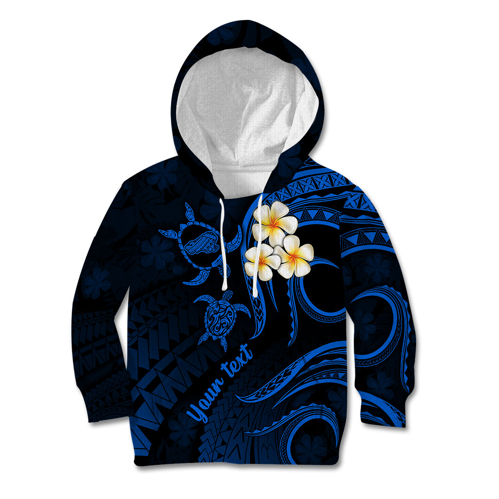 Personalised Kahoolawe Hawaii Kid Hoodie Polynesian Tattoo and Pacific Plumeria Blue Vibe LT9 Hoodie Blue - Polynesian Pride