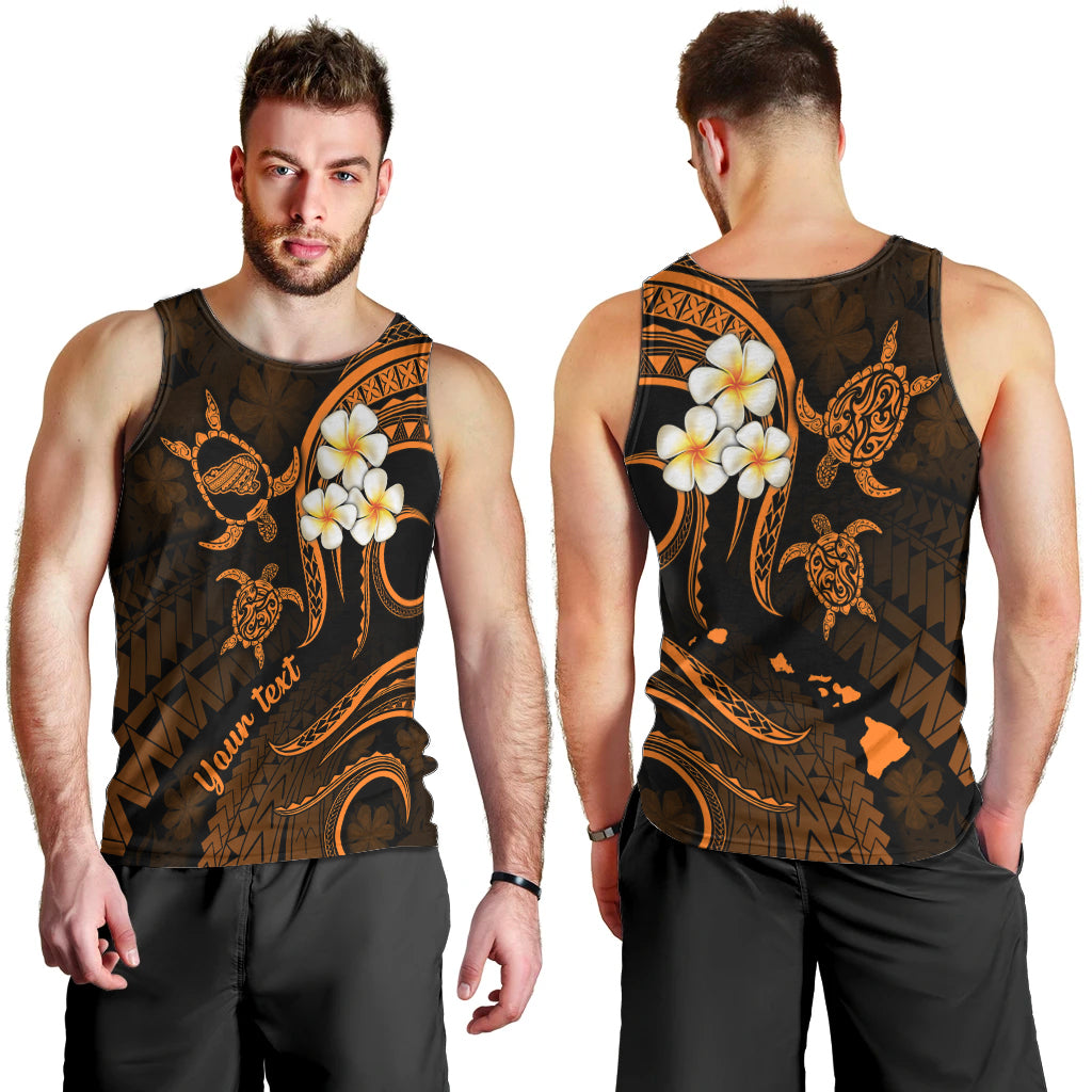 Personalised Kahoolawe Hawaii Men Tank Top Polynesian Tattoo and Pacific Plumeria Gold Vibe LT9 - Polynesian Pride