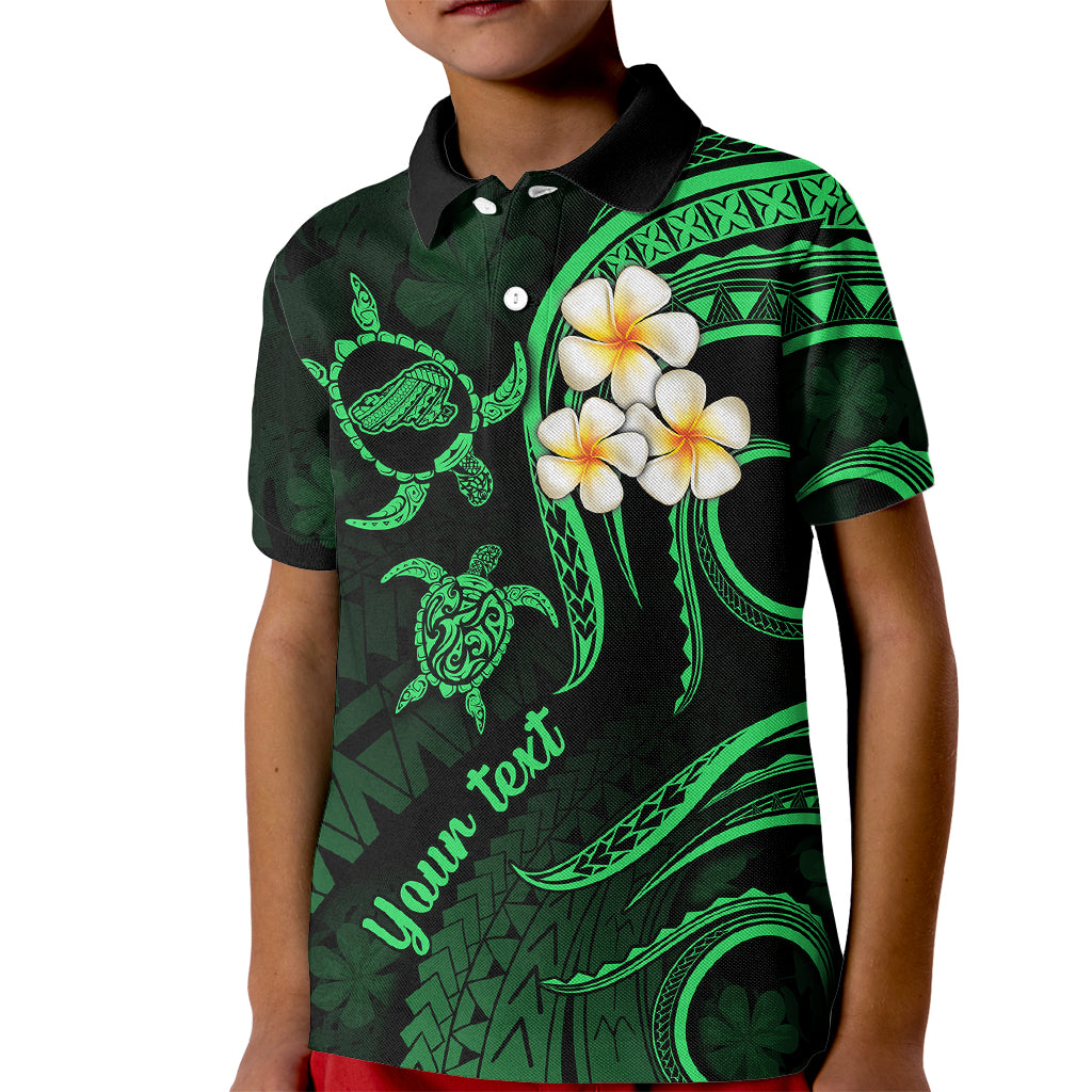 Personalised Kahoolawe Hawaii Kid Polo Shirt Polynesian Tattoo and Pacific Plumeria Green Vibe LT9 Kid Green - Polynesian Pride
