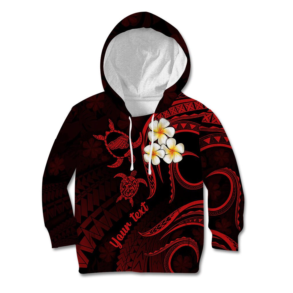 Personalised Kahoolawe Hawaii Kid Hoodie Polynesian Tattoo and Pacific Plumeria Red Vibe LT9 Hoodie Red - Polynesian Pride