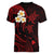 Personalised Kahoolawe Hawaii Women V Neck T Shirt Polynesian Tattoo and Pacific Plumeria Red Vibe LT9 - Polynesian Pride