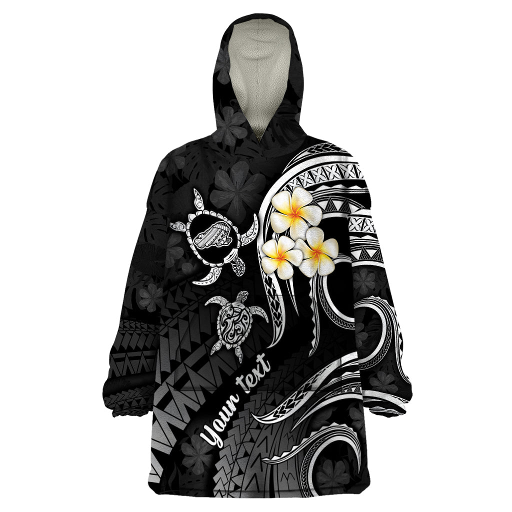 Personalised Kahoolawe Hawaii Wearable Blanket Hoodie Polynesian Tattoo and Pacific Plumeria White Vibe LT9 One Size White - Polynesian Pride