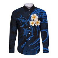 Hawaii Long Sleeve Button Shirt Maui Islands Pacific Plumeria Blue Vibe LT9 Unisex Blue - Polynesian Pride