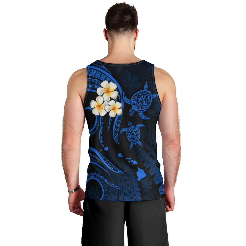 Hawaii Men Tank Top Maui Islands Pacific Plumeria Blue Vibe LT9 - Polynesian Pride