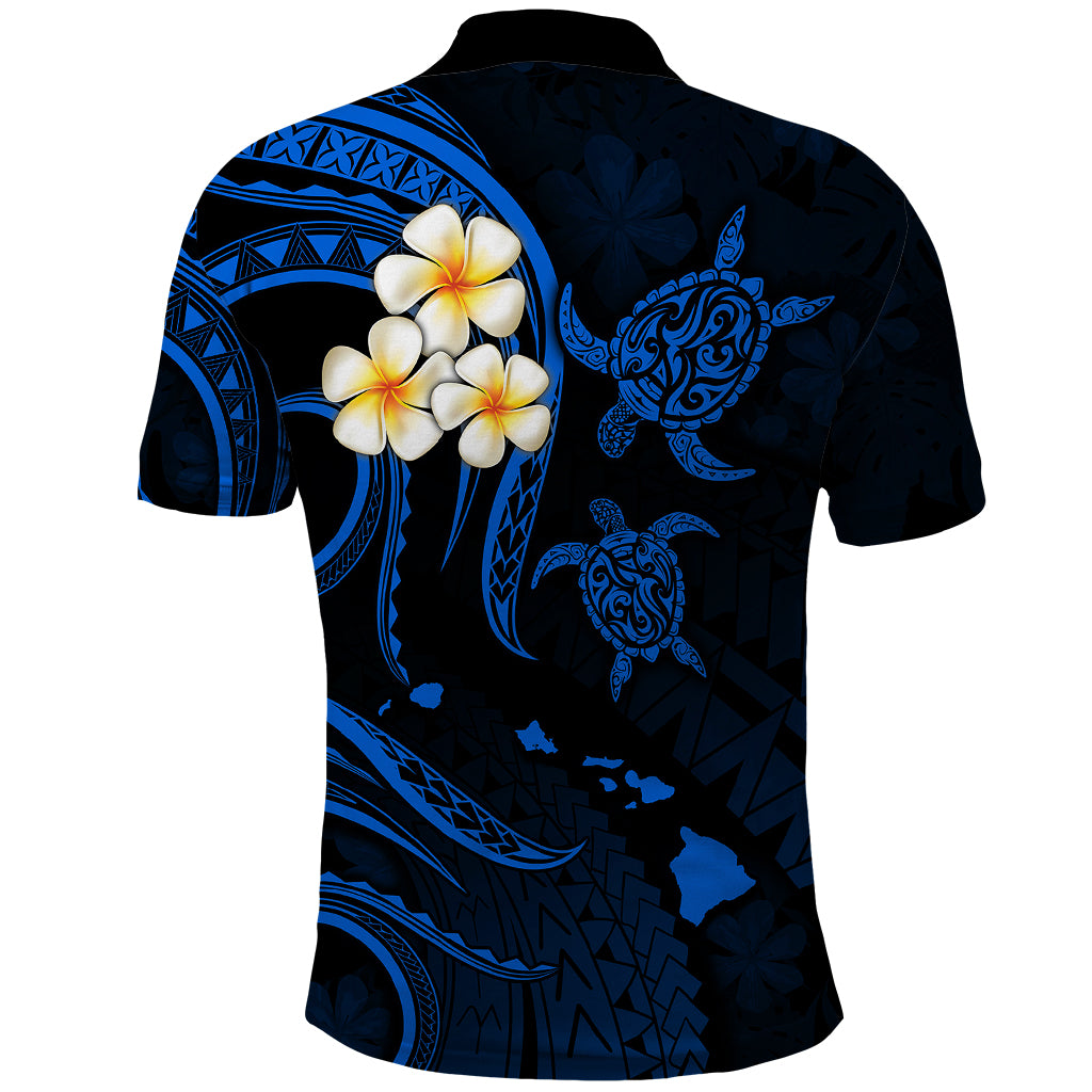 Hawaii Polo Shirt Maui Islands Pacific Plumeria Blue Vibe LT9 - Polynesian Pride