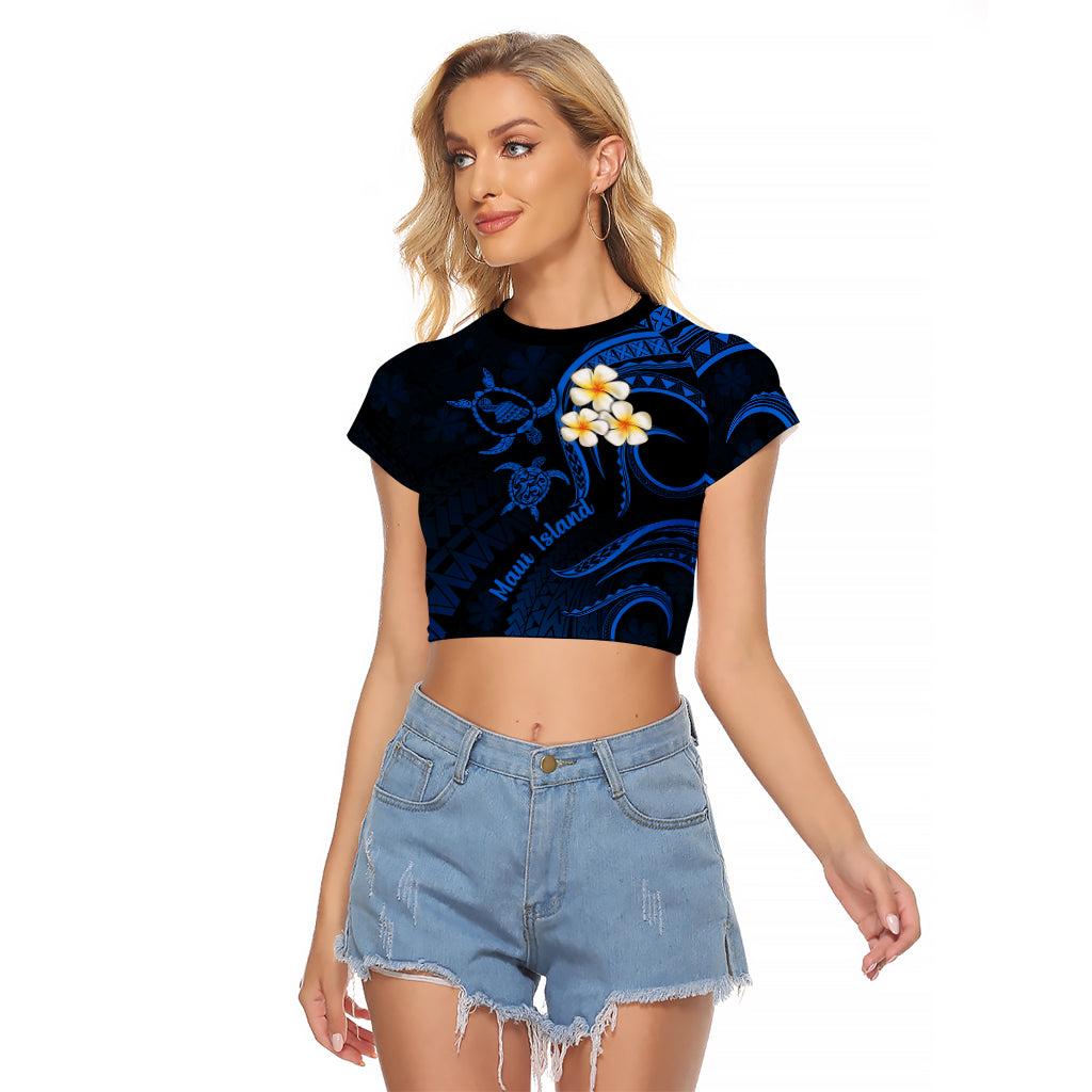 Hawaii Raglan Cropped T Shirt Maui Islands Pacific Plumeria Blue Vibe LT9 Female Blue - Polynesian Pride