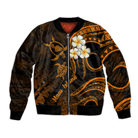 Hawaii Bomber Jacket Maui Islands Pacific Plumeria Gold Vibe LT9 Unisex Gold - Polynesian Pride