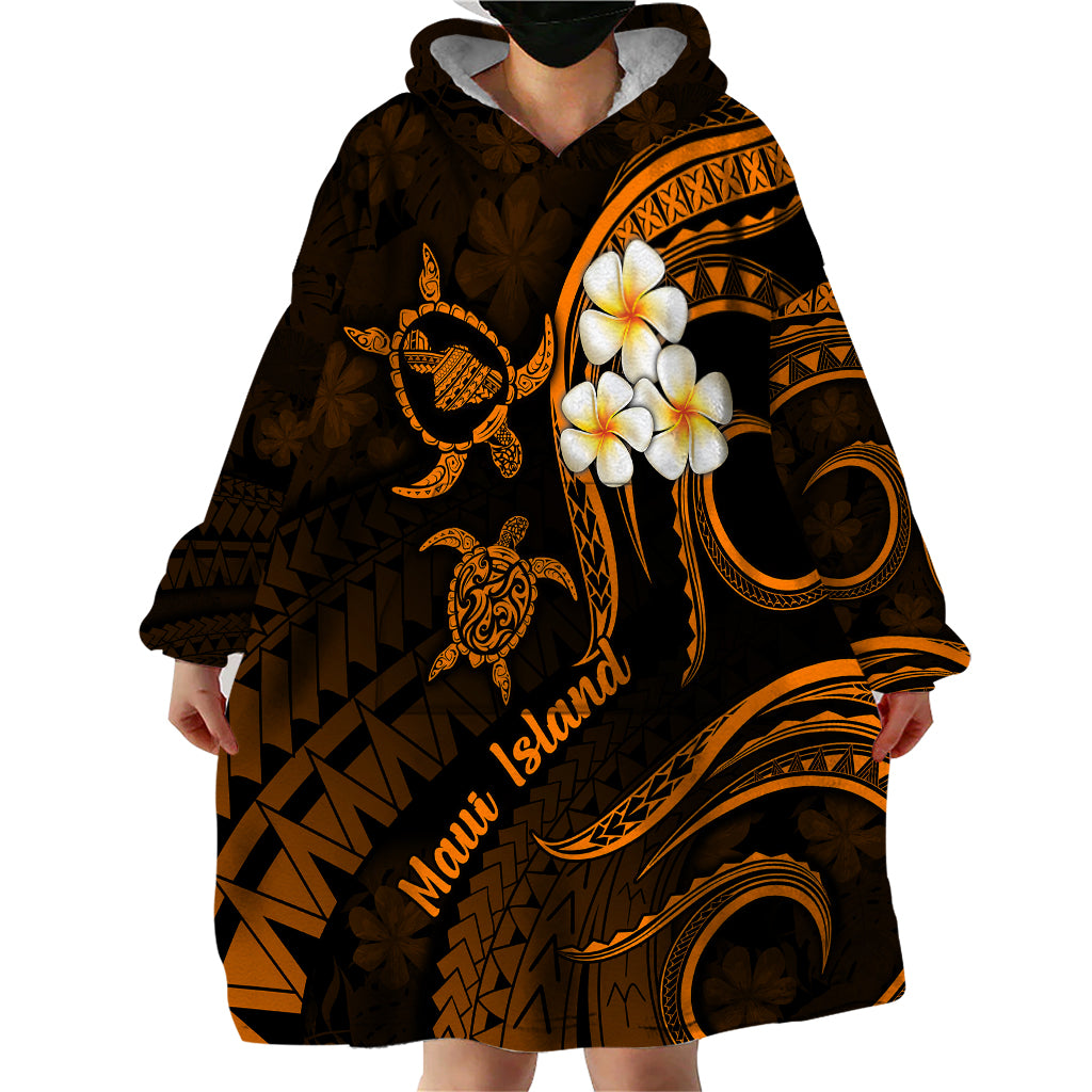 Hawaii Wearable Blanket Hoodie Maui Islands Pacific Plumeria Gold Vibe LT9 - Polynesian Pride
