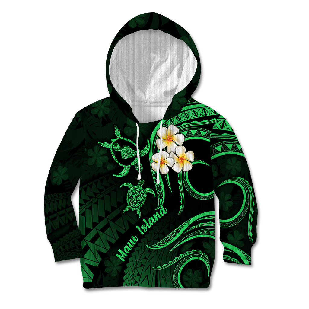 Hawaii Kid Hoodie Maui Islands Pacific Plumeria Green Vibe LT9 Green - Polynesian Pride