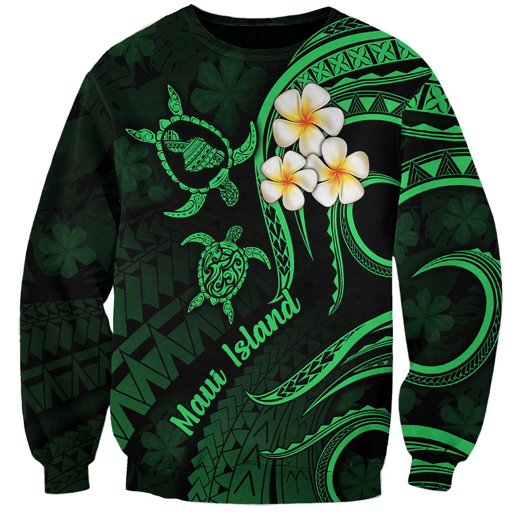 Hawaii Sweatshirt Maui Islands Pacific Plumeria Green Vibe LT9 Unisex Green - Polynesian Pride