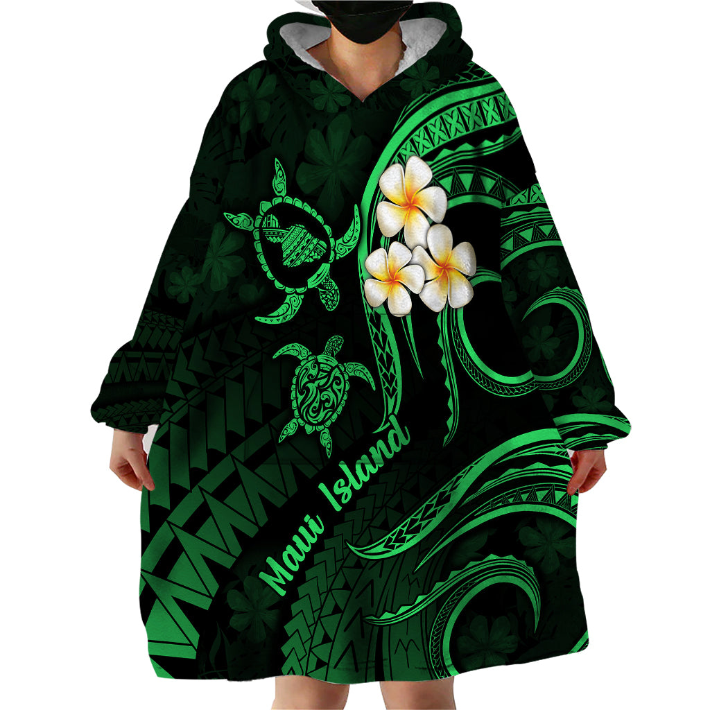 Hawaii Wearable Blanket Hoodie Maui Islands Pacific Plumeria Green Vibe LT9 - Polynesian Pride