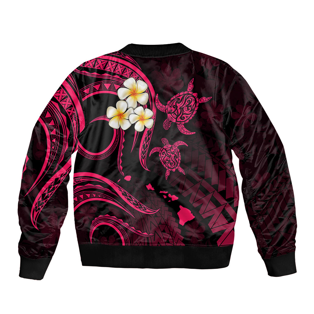 Hawaii Bomber Jacket Maui Islands Pacific Plumeria Pink Vibe LT9 - Polynesian Pride