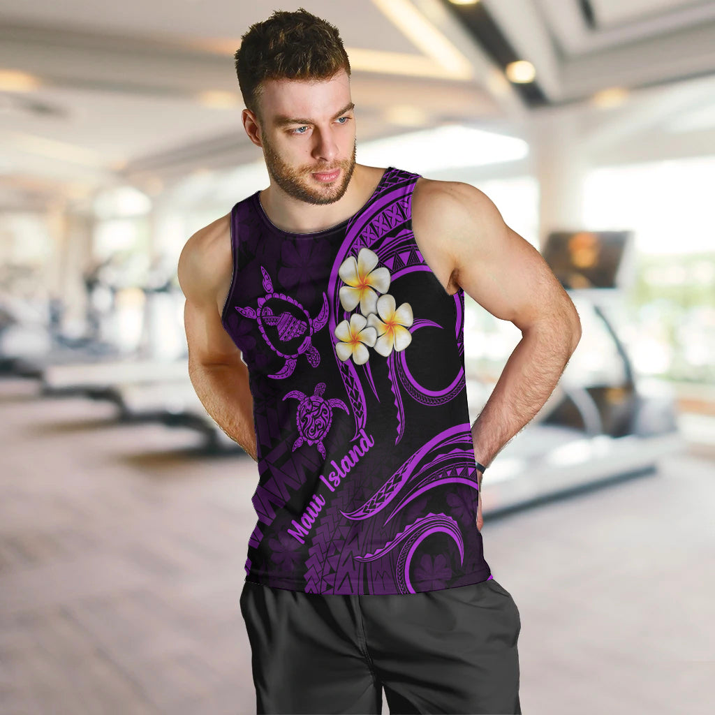 Hawaii Men Tank Top Maui Islands Pacific Plumeria Purple Vibe LT9 - Polynesian Pride