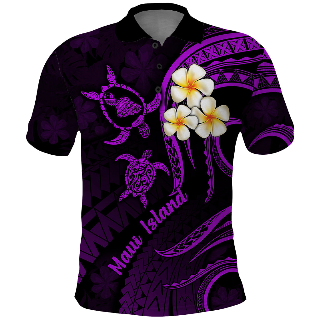 Hawaii Polo Shirt Maui Islands Pacific Plumeria Purple Vibe LT9 Purple - Polynesian Pride