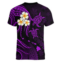 Hawaii Women V Neck T Shirt Maui Islands Pacific Plumeria Purple Vibe LT9 - Polynesian Pride