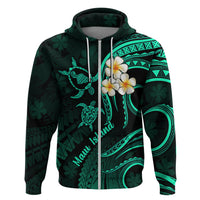 Hawaii Hoodie Maui Islands Pacific Plumeria Turquoise Vibe LT9 Zip Hoodie Turquoise - Polynesian Pride