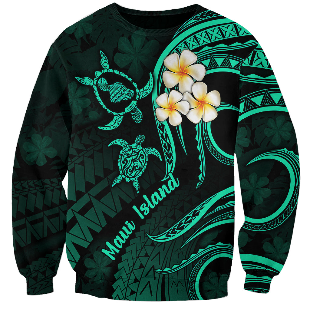 Hawaii Sweatshirt Maui Islands Pacific Plumeria Turquoise Vibe LT9 Unisex Turquoise - Polynesian Pride