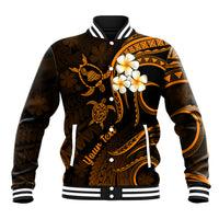 Personalised Maui Hawaii Baseball Jacket Polynesian Tattoo and Pacific Plumeria Gold Vibe LT9 Unisex Gold - Polynesian Pride