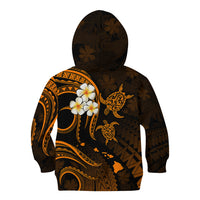 Personalised Maui Hawaii Kid Hoodie Polynesian Tattoo and Pacific Plumeria Gold Vibe LT9 - Polynesian Pride