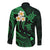 Personalised Maui Hawaii Long Sleeve Button Shirt Polynesian Tattoo and Pacific Plumeria Green Vibe LT9 - Polynesian Pride