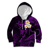 Personalised Maui Hawaii Kid Hoodie Polynesian Tattoo and Pacific Plumeria Purple Vibe LT9 Hoodie Purple - Polynesian Pride