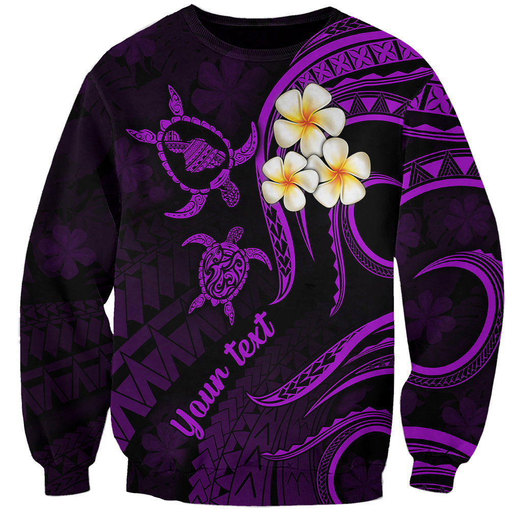 Personalised Maui Hawaii Sweatshirt Polynesian Tattoo and Pacific Plumeria Purple Vibe LT9 Unisex Purple - Polynesian Pride