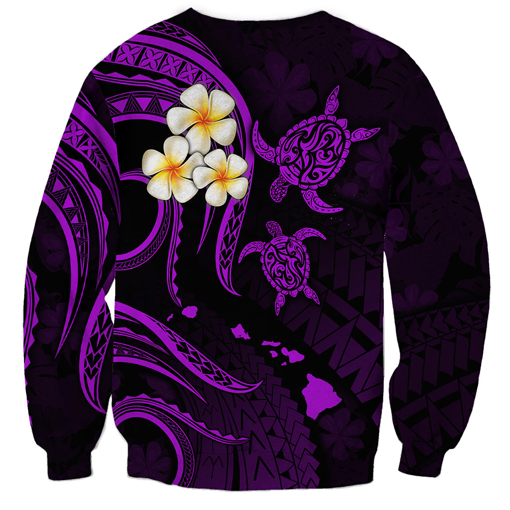 Personalised Maui Hawaii Sweatshirt Polynesian Tattoo and Pacific Plumeria Purple Vibe LT9 - Polynesian Pride