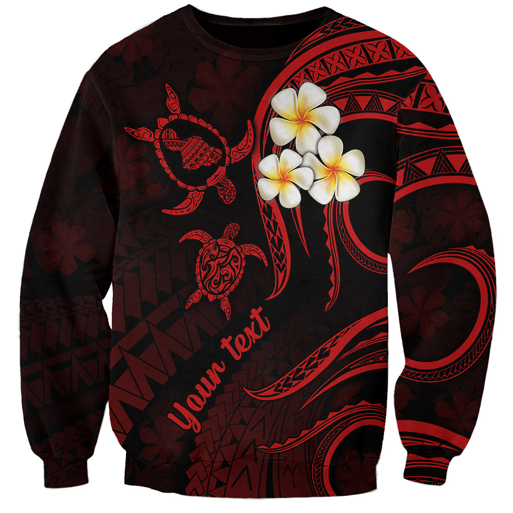 Personalised Maui Hawaii Sweatshirt Polynesian Tattoo and Pacific Plumeria Red Vibe LT9 Unisex Red - Polynesian Pride