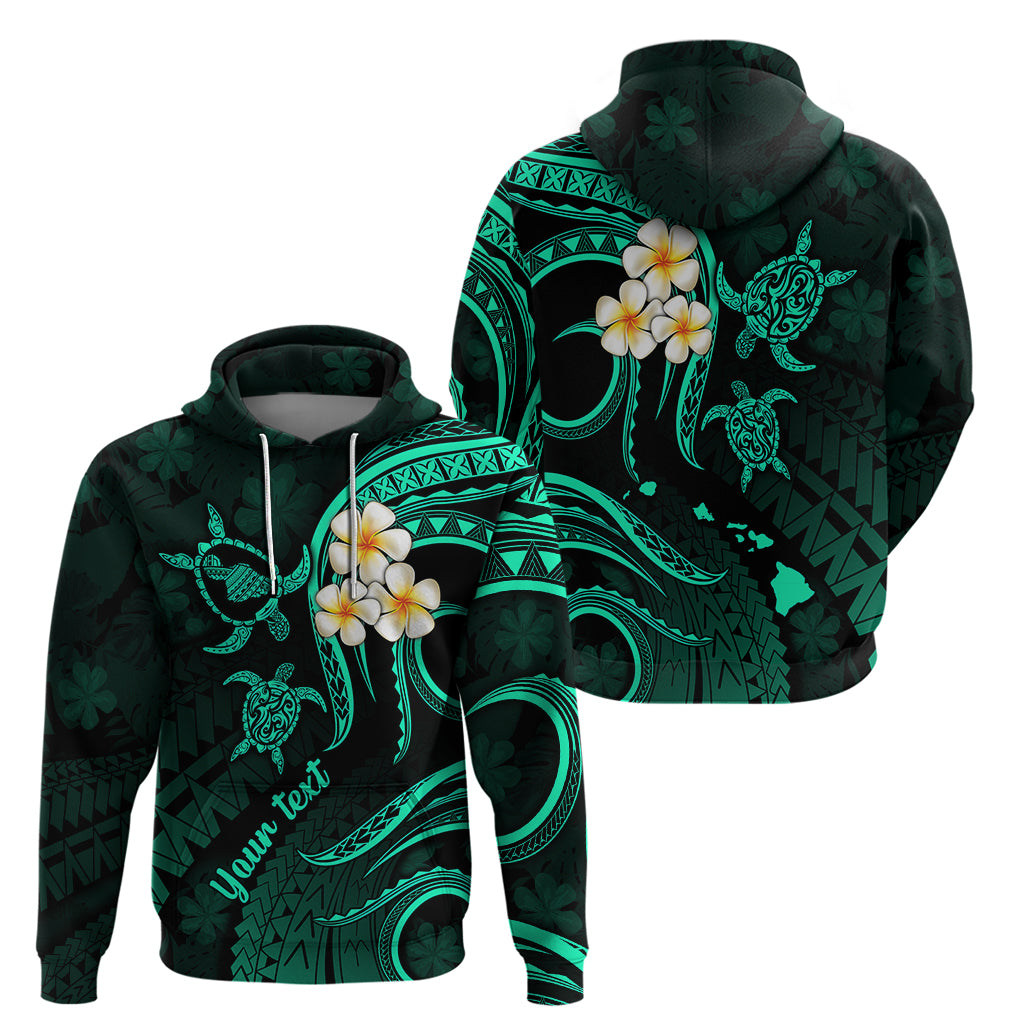 Custom Maui Hawaii Hoodie Polynesian Tattoo and Pacific Plumeria Turquoise Vibe LT9 - Polynesian Pride