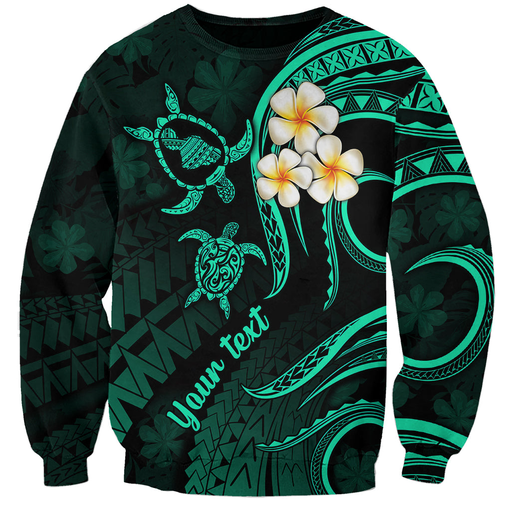 Personalised Maui Hawaii Sweatshirt Polynesian Tattoo and Pacific Plumeria Turquoise Vibe LT9 Unisex Turquoise - Polynesian Pride