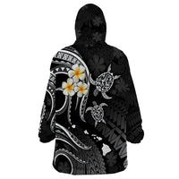 Personalised Maui Hawaii Wearable Blanket Hoodie Polynesian Tattoo and Pacific Plumeria White Vibe LT9 - Polynesian Pride