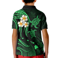 Hawaii Kid Polo Shirt Oahu Islands Pacific Plumeria Green Vibe LT9 - Polynesian Pride