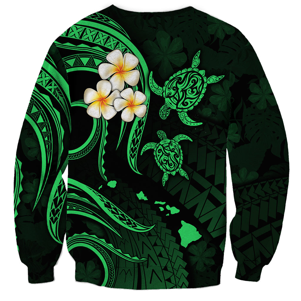 Hawaii Sweatshirt Oahu Islands Pacific Plumeria Green Vibe LT9 - Polynesian Pride