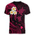 Hawaii Women V Neck T Shirt Oahu Islands Pacific Plumeria Pink Vibe LT9 - Polynesian Pride