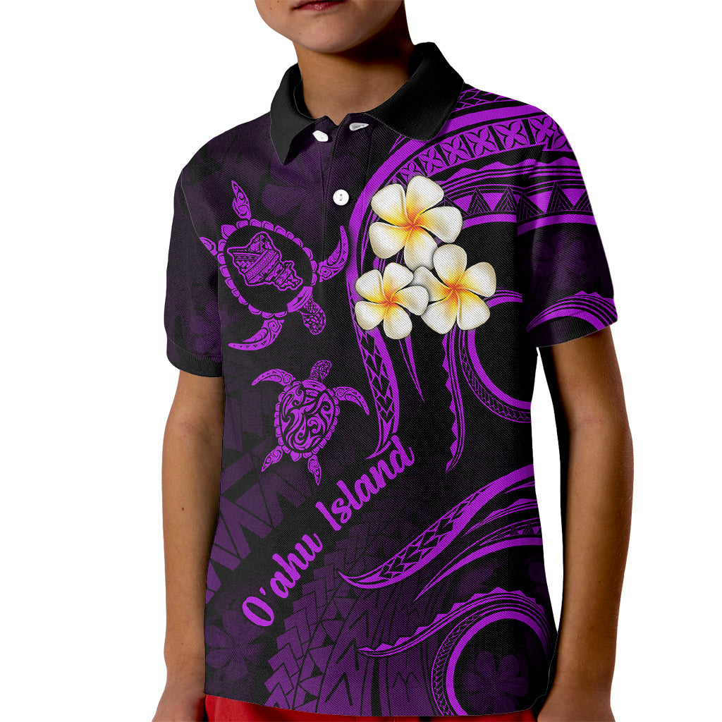 Hawaii Kid Polo Shirt Oahu Islands Pacific Plumeria Purple Vibe LT9 Kid Purple - Polynesian Pride