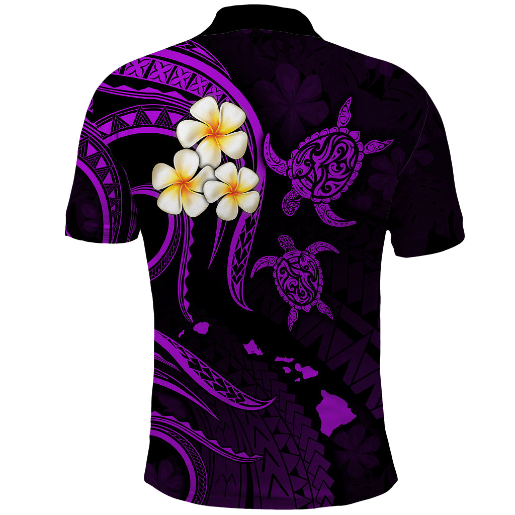 Hawaii Polo Shirt Oahu Islands Pacific Plumeria Purple Vibe LT9 - Polynesian Pride