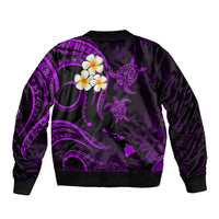 Hawaii Sleeve Zip Bomber Jacket Oahu Islands Pacific Plumeria Purple Vibe LT9 - Polynesian Pride