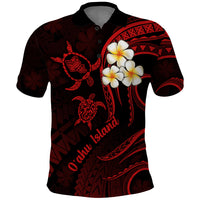 Hawaii Polo Shirt Oahu Islands Pacific Plumeria Red Vibe LT9 Red - Polynesian Pride