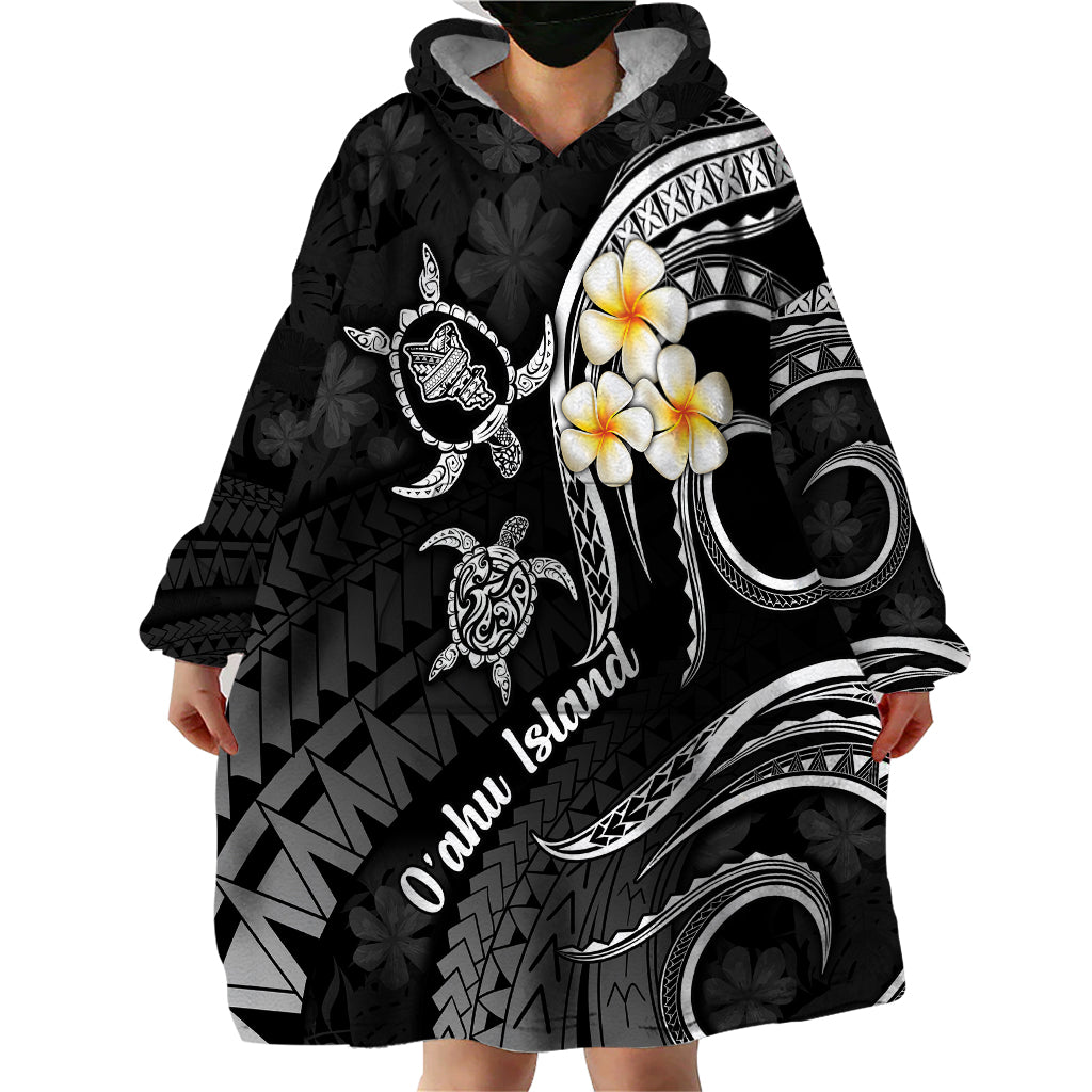 Hawaii Wearable Blanket Hoodie Oahu Islands Pacific Plumeria White Vibe LT9 - Polynesian Pride