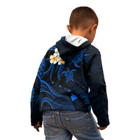 Personalised Oahu Hawaii Kid Hoodie Polynesian Tattoo and Pacific Plumeria Blue Vibe LT9 - Polynesian Pride
