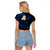 Personalised Oahu Hawaii Raglan Cropped T Shirt Polynesian Tattoo and Pacific Plumeria Blue Vibe LT9 - Polynesian Pride