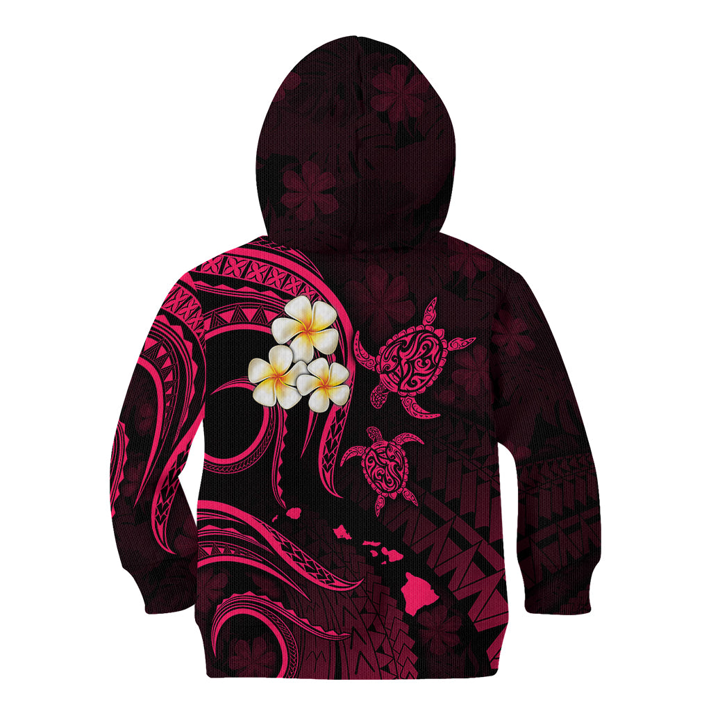 Personalised Oahu Hawaii Kid Hoodie Polynesian Tattoo and Pacific Plumeria Pink Vibe LT9 - Polynesian Pride