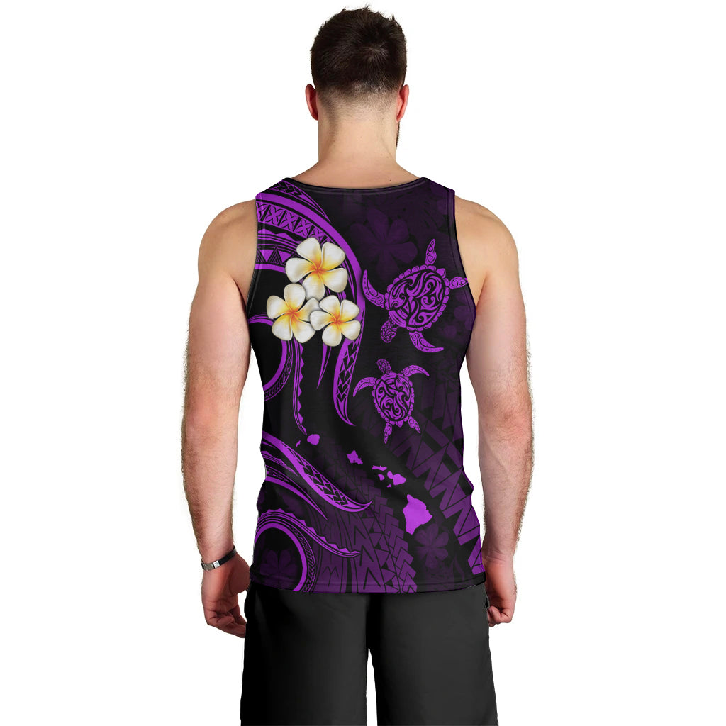 Personalised Oahu Hawaii Men Tank Top Polynesian Tattoo and Pacific Plumeria Purple Vibe LT9 - Polynesian Pride